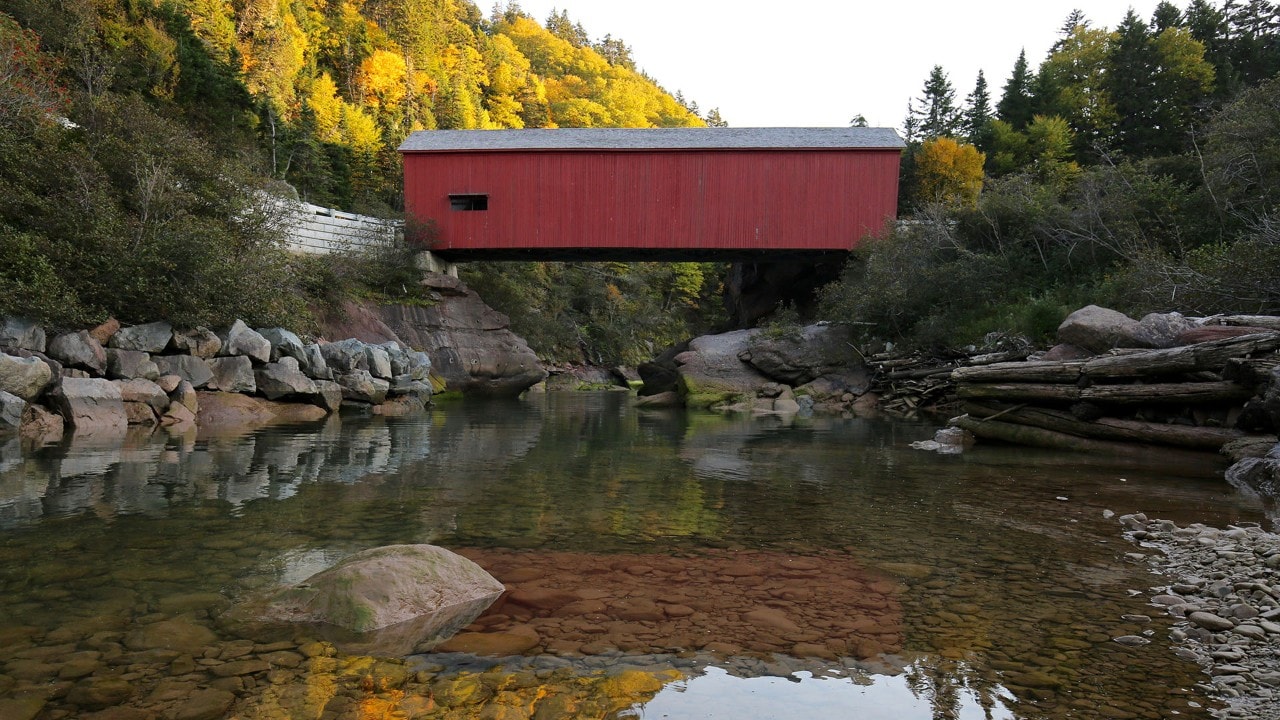 Point Wolfe covered bridge in Fundy National Park.