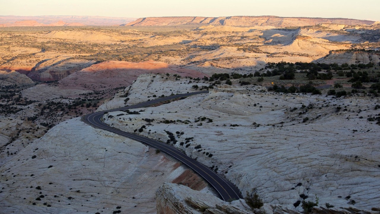 Scenic Byway 12 is a beautiful drive at sunset.