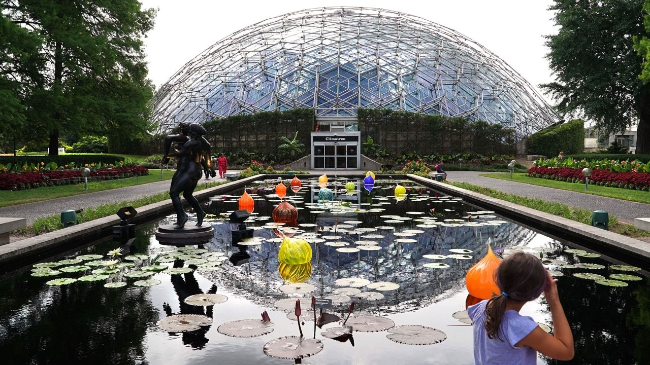 The Climatron is in the center of the Missouri Botanical Garden. It is a geodesic dome that rises 70 feet and spans 175 feet in diameter. 
