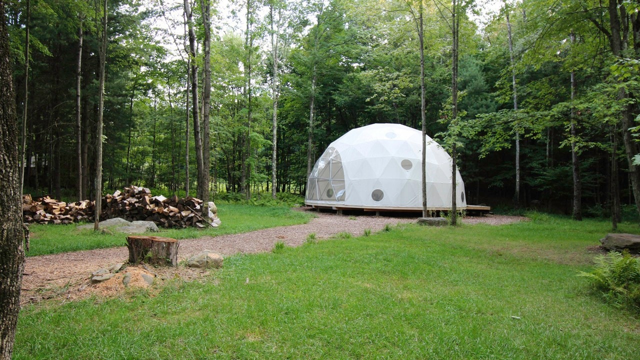 The Geodesic dome at Outlier Inn, Woodridge, New York.