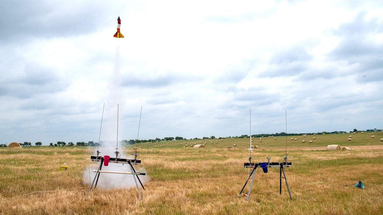 Jack loves experimenting with rocket shapes and sizes. Despite this rocket’s wonky shape, it shoots straight up — he’s clearly a pro.