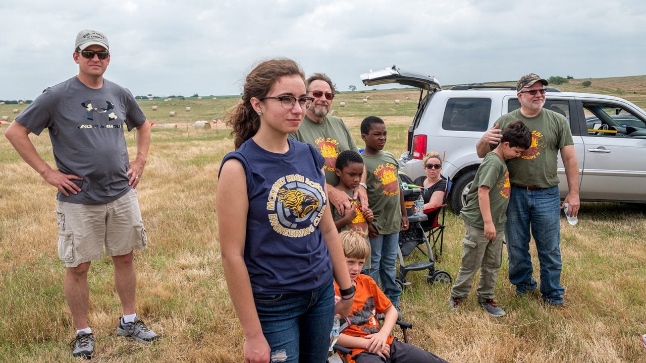 DARS members and local Cub Scouts watch Alex’s rocket take off.